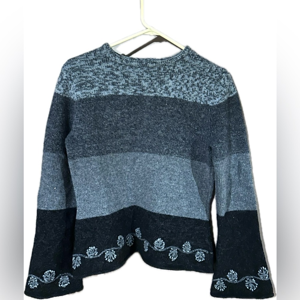 Jillian Jones 100% Lambswool Gray Blue Sweater Size Small